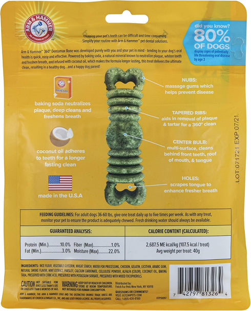 Arm & Hammer for Pets Fresh Spectrum 360 Degree Dentamax Bone, Medium/Large - 7 pcs | Arm and Hammer Baking Soda Dog Dental Bone Chew Treat | Dent...