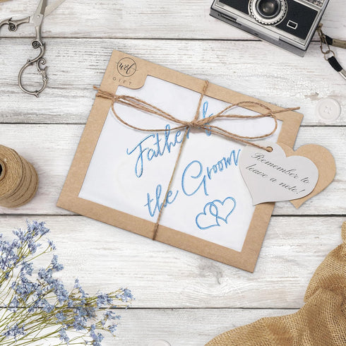W&F GIFT Wedding Handkerchief - 12" x 12" - Something Blue for Bride on Wedding Day - Mother of The Bride Gifts, Bridal Wedding Hankie – Father of...