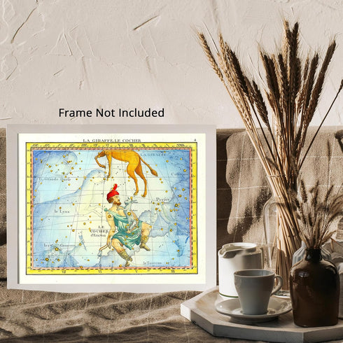 Posterizer 1 pcs-1776 star chart of the constellations Camelopardal & Auriga-Astrology & Zodiac Art-Astronomy & Celestial Art- UNFRAMED Wall Art...