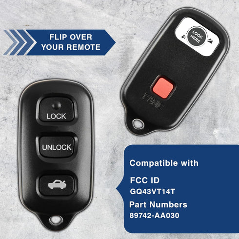 2X KeylessOption Key Fob for 1998 1999 2000 2001 2002 2003 2004 2005 2006 2007 2008 Toyota Camry Solara Sienna Matrix Pontiac Vibe Remote, 3-Butto...