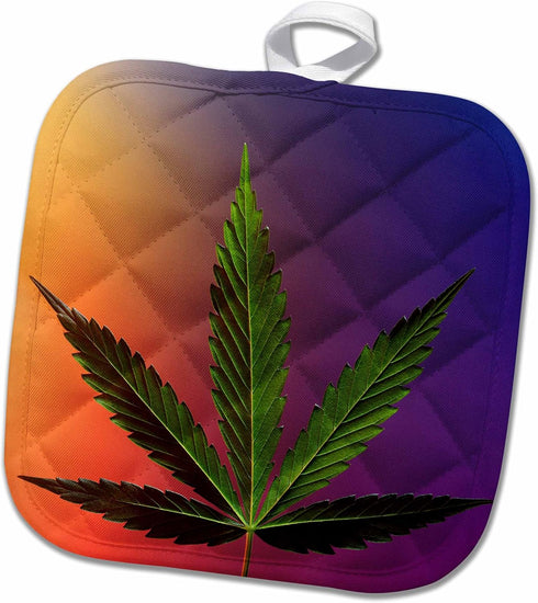 3D Rose Serbia-Belgrade. Marijuana Leaf-Hemp-Eu37 Rgo0055-Russell Gordon Pot Holder, 8" x 8"...