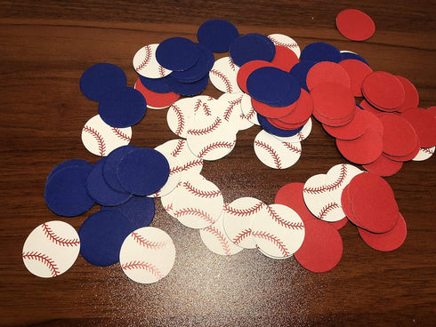 Red&Blue&White 100Pcs Baseball Confetti Baseball Party Table Confetti, Baseball Table Decorations for Baseball Theme Baby Shower Birthday Party Su...