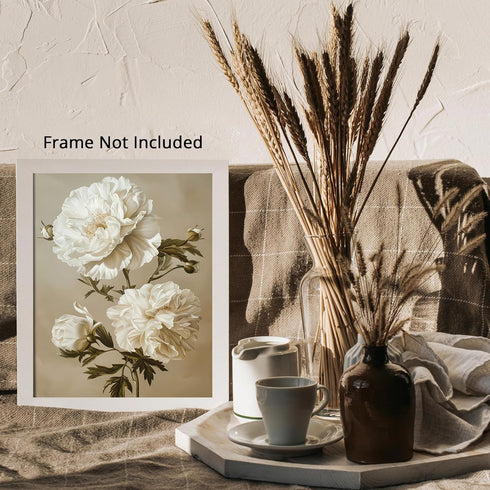 Posterizer 1 pcs-white minimal aesthetic romantic flowers-Floral & Botanical Art-Abstract & Modern Art-Decor for Home & Office- UNFRAMED Wall Art...