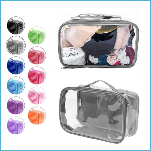 Small Clear Travel Packing Cube/See Through PVC Plastic Pouch for Carry On Suitcase, Backpack or Diaper Bag/Transparent Multipurpose Accessories, ...