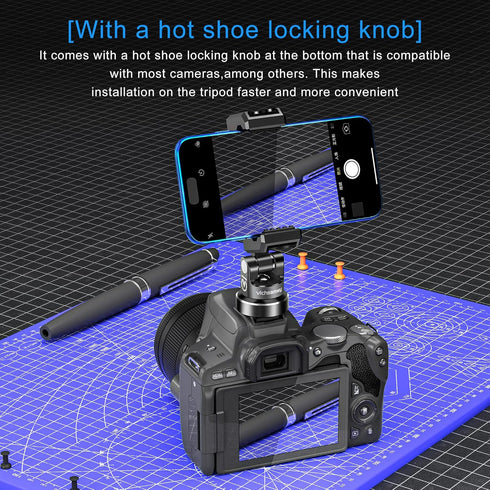 Aluminum Phone Tripod Mount, Phone Tripod Mount with 3 Cold Shoes and 1/4 Arca Port Locking Knob, 360° Smartphone Tripod Adapter360° Smartphone Tr...