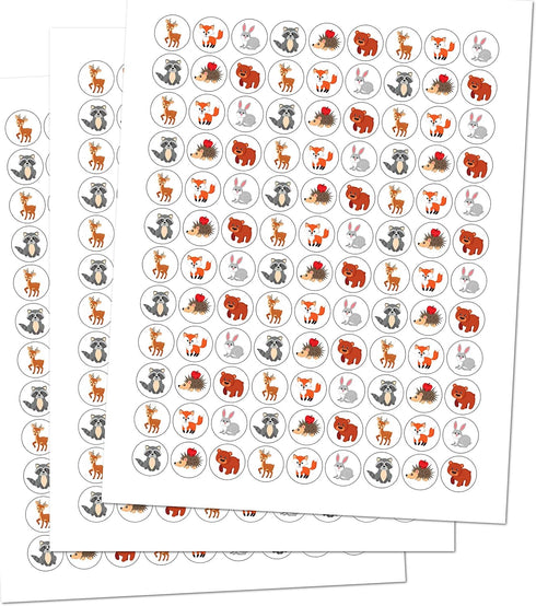 324 Forest Animals Kisses Labels, Woodland Creatures Kisses Stickers for Baby Shower or Birthday Party Decorations, Unisex Kisses Stickers Kisses ...