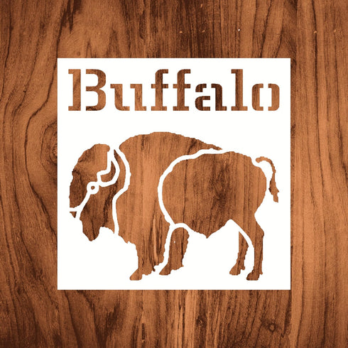 Buffalo Logo Stencil 5.5x5.5 inches Arts and Crafts Material Scrapbooking for Airbrush Painting Drawing and More Reusable Stencil STENCILAIR...