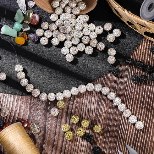 Hicarer 120 Pcs Rhinestone Beads for Bracelets Pen Making 10mm Shiny Crystal Diamond Clay Disco Ball Polymer Round Bead Bulk for Crafting Jewelry ...
