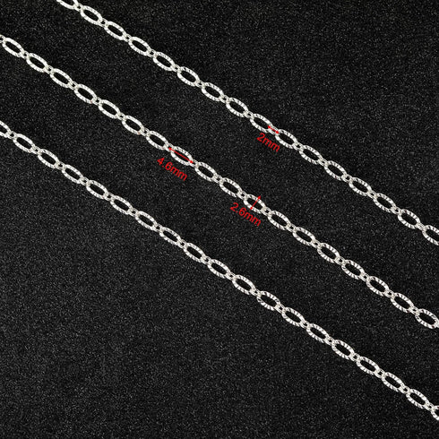 UMAOKANG 32.8 Feet Silver Jewelry Chain for Jewelry Making Silver Plated Brass Chain Roll Women Necklace Bracelet DIY Embossed Oval Cable Chain...