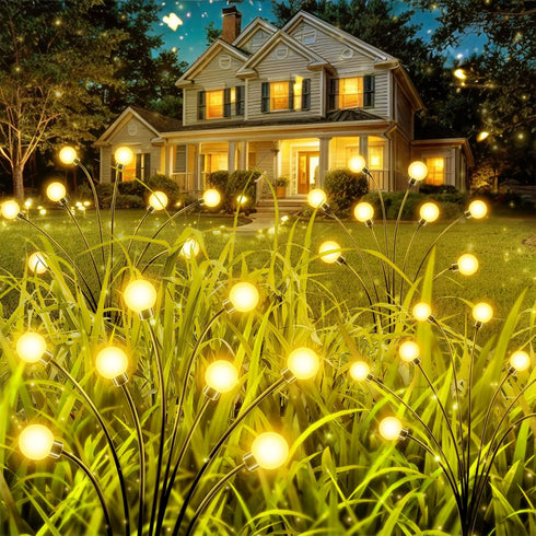 Solar Garden Outdoor Lights - 2 Pack 16LED Solar Powered Firefly Lights Waterproof Swaying Garden Fairy Bulbs for Yard Patio Path Pathway Landscap...