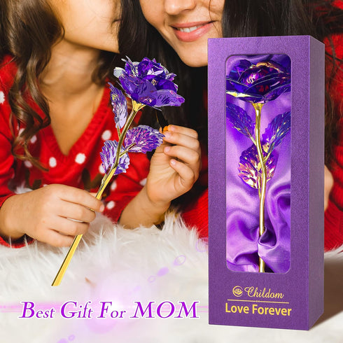 Childom Birthday Gifts for Women,Christmas Rose Gifts for Her Mom,Purple Rose Present for Her,Sweet Artificial Flower for Wife,Grandma,Women,Chris...