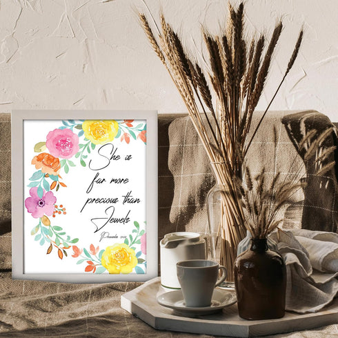 Posterizer 1 pcs-Bible Verse-she is more precious than jewels-Religious Posters-Motivational & Inspirational Art-Gifts for Christians - Gift for D...