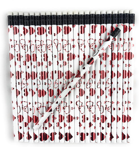 Heart Pencils, Valentine Pencils (24 pencil set) (White)...