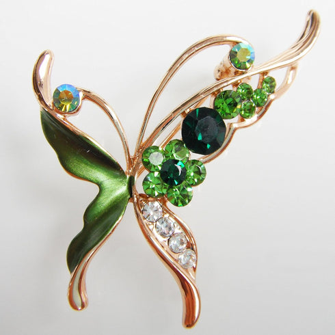 Navachi 18k Gold Plated Enamel Crystal Insect Butterfly Brooch Pin...