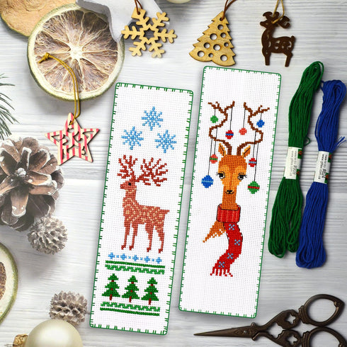 Povitrulya Santa's reindeer - Counted Cross Stitch Bookmark Kit - DIY Embroidery set - Hand Made Christmas Gift for Adults and Kids...