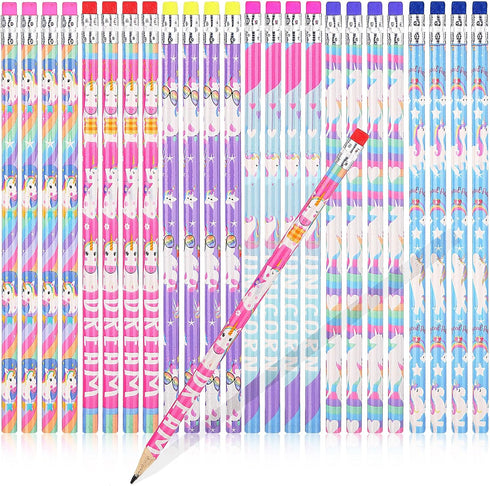 Unicorns Pencils Rainbow HB Pencils Erasable Cute Graphite Pencil Fun Pencils for Kids Unicorn Pencils Favors Unicorn Party Pencils with Erasers f...