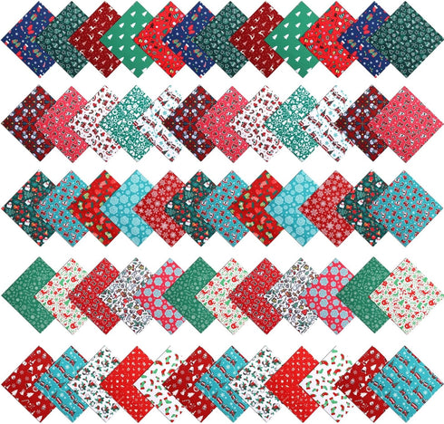 100 Pcs 8 x 8 Inches/ 20 x 20 cm Christmas Fabric Squares Christmas Fabric 25 Different Patterns Fabric Scraps Quilting Craft Fabric Patchwork Fab...