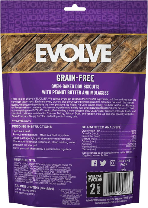 Evolve Grain Free Dog Biscuits with Real Peanut Butter and Molasses...