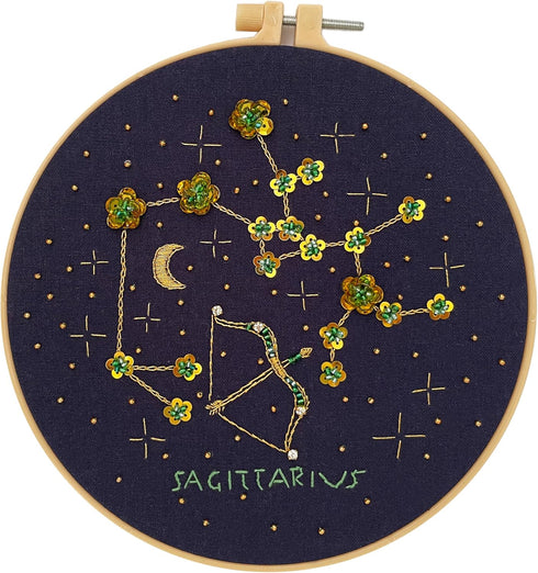 mozhijing constellation Embroidery Kit for Adults with Stamped Pattern, Round Beads for Embroidery DIY Crafting,Cross Stitch Beginner Kits with Fr...