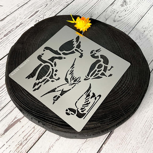 Aleks Melnyk No.477 Metal Stencil, Geese, Ducks, Poultry Farm, Birds, Animals, Canada Goose, Small Stencil, 1 PC, Template for Wood Burning, Engra...