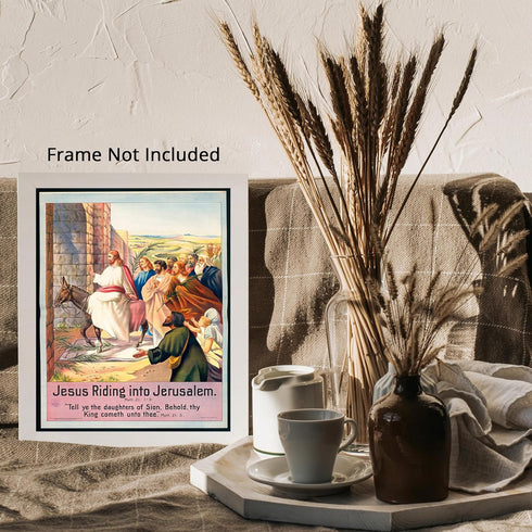 Posterizer 1 pcs-Jesus riding into Jerusalem poster-Religious Posters-Gifts for Christians -Decor for Church, Sunday School Classroom- unframed wa...