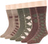7Bigstars Men's Cotton Dress Crew Socks -6 pack-Argyle Stripes Dots-Large-Brown Blue Black Grey Beige Green...