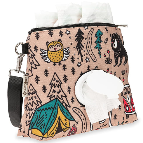 4 Nature Small Diaper Clutch Bag with Wipe Holder, Baby Diaper Bag Purse - Crossbody Diaper Bags for Women, Water Resistant Diaper Organizer Dispe...