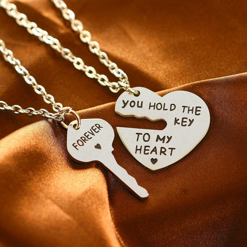 Set of 2 You Hold The Key To My Heart Forever Matching Pendant Necklace...