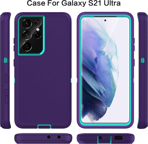 MXX Case Compatible with Galaxy S21 Ultra Case, 3-Layer Super Full Heavy Duty Body Bumper Cover/Shock Protection/Dust Proof, Designed for Samsung ...