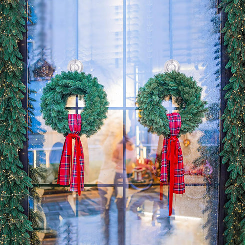 VIS'V Wreath Hanger, Large Suction Cup Wreath Hooks with Wipes, Heavy Duty, 22 LB Capacity, Removable and Reusable, Clear, 4 Pcs...