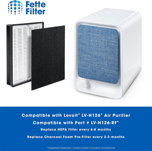 Fette Filter - Premium Air Purifier Replacement Filter Set, Compatible with Levoit LV-H126 Air Purifier (1 Hepa 3 Carbon)...