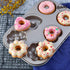 Fancy Donut Pan, 6 Cavity Donut Mold Heavy Duty Steel Non-stick Heart Flower Round Shaped Bund Pans Pattern Doughnut Bakeware for Oven Baking (Cha...