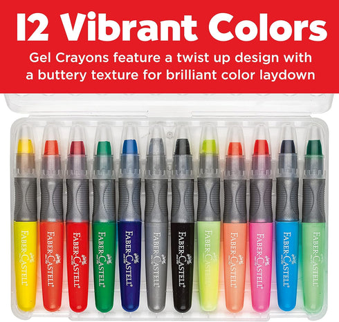 Faber-Castell Gel Crayons - 12 Vibrant Colors In Durable Storage Case...