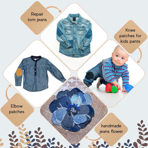 15 Sheets Iron-On Mending Fabric 4.92 x 11 Inch Clothes Patches Repair Kit for Fixing Couch Pants Pockets Holes Knees Elbow (Brown, Black, Dark Gr...