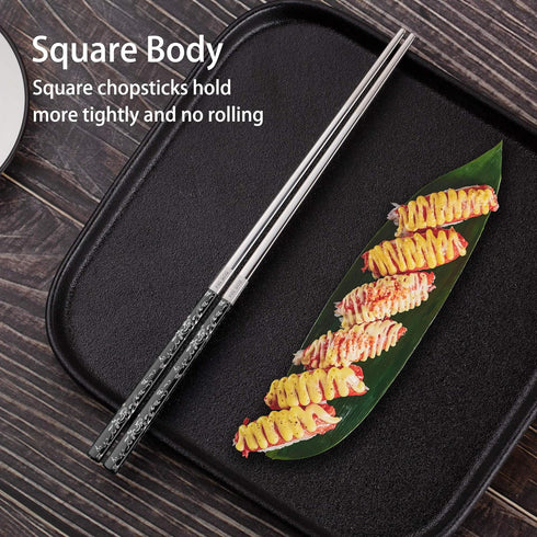 Stainless Steel Chopsticks Titanium Plated Metal Chopsticks Reusable Dishwasher safe Premium Japanese Korean Chopstick Laser Engraved Anti-slip Ch...