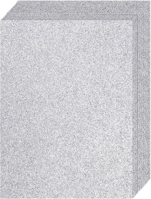 27 Sheets Silver Glitter Cardstock Paper, A4 Shimmer Cardstock Heavyweight Glitter Paper Cardstock Metallic Cardstock Paper for DIY Art Project Sc...