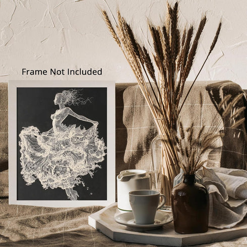 Posterizer 1 pcs-art of a woman with wavy dress floating -1-Fantasy & Fiction Art Gift for Men Women Entrepreneur Teens Decor for Home & Office-...