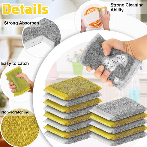 24 Pack Steel Scrub Sponges for Dishes Non Scratch Scouring Sponge Multi Use Metal Scrubber Heavy Duty Dish Wash Kitchen Sponge for Pot Dish Washi...