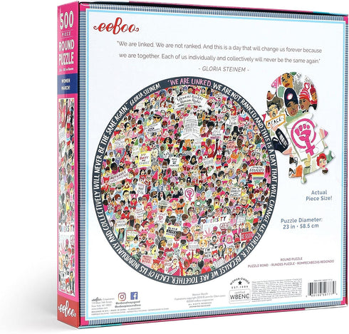 eeBoo: Piece and Love Women March! 500 Piece Round Circle Jigsaw Puzzle, Puzzle for Adults and Families, Glossy, Sturdy Pieces and Minimal Puzzle ...