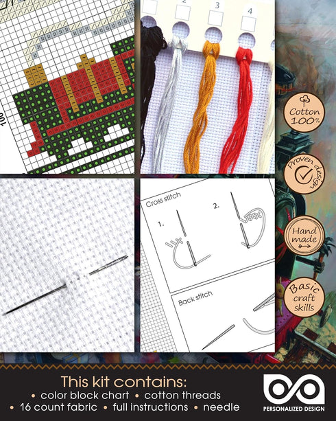 Personalized.Design Cross Stitch Kit 'Hgwrts Express: Platform 9¾ King's Cross Station' Bookmark...