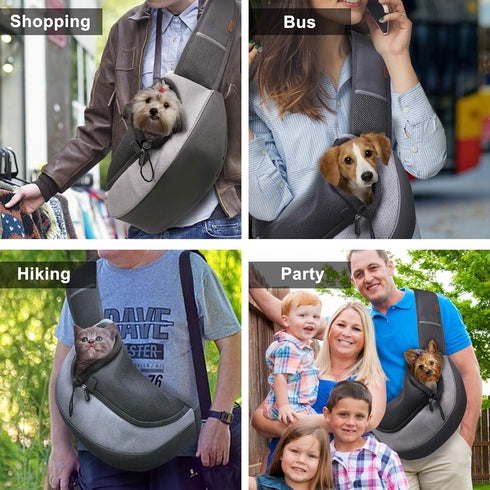 FDJASGY Pet Sling Carrier for Small Dogs Cats,Breathable Mesh Travelling Hand Free Puppy Backpack with Pouch and Adjustable Strap Carrier...