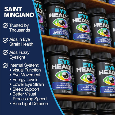Eye Health & Vision Vitamins Supplement 60 Capsules - Supports Eye Strain, Dry Eyes, and Vision Health - Supports Vision, Ocular and Macular Healt...