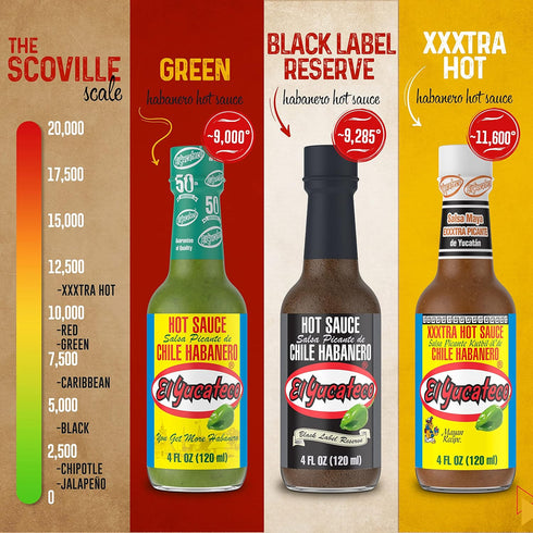 El Yucateco Black Label Reserve Habanero Sauce, 4 oz., 6 Pack, 5,000 Average Scoville Units, Gluten Free, Sugar Free...