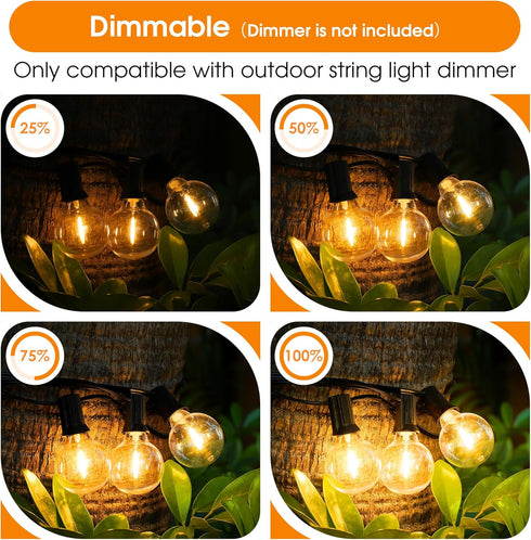 Mlambert G40 LED Replacement Light Bulbs for String Lights, Dimmable E12 Base Shatterproof Bulbs, 1W Equal to 5W, Amber Warm 2200K, 25Pack, Not So...
