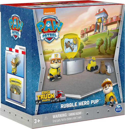Paw Patrol, Big Truck Pups Rubble Action Figure with Clip-on Rescue Drone, Command Center Pod and Animal Friend Kids Toys Ages 3 and up...