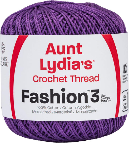 Coats Crochet 182-531 Aunt Lydia's Fashion Crochet, Cotton Size 3, Purple...