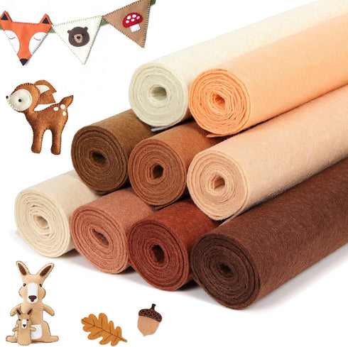 LOTOFUN Brown Stiff Felt Sheets Bundle 9pcs 8x35Inch Large Felt Sheet for Crafts DIY Children Kids...