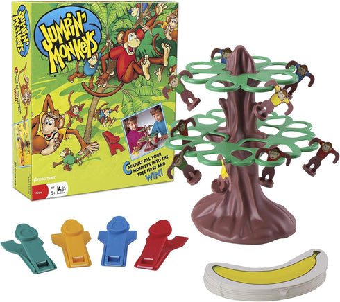Pressman Jumpin' Monkeys: Catapult Your Monkeys Into The Tree to Win, Multi, 5"...