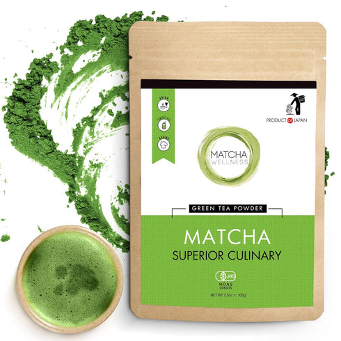Matcha Wellness Superior Culinary Grade Organic Matcha Powder – 3.5oz Authentic Japanese Green Tea Powder from Kyoto – Perfect for Matcha Lattes, ...