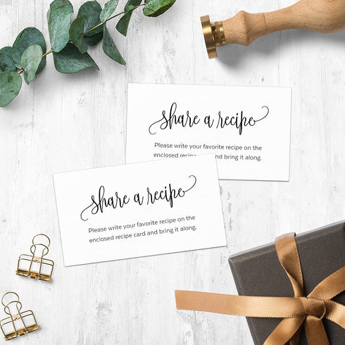 321Done Request a Recipe Card, Made in USA - 3.5x2 White, Modern Script - Little Share a Recipe Insert Card for Bridal Shower Game, Keepsake, Heav...